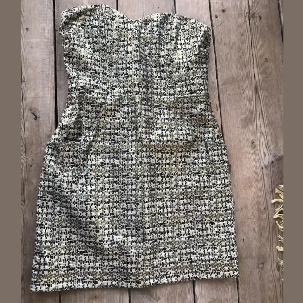 H&M Gold Brocade Cocktail Mini Dress Size 12